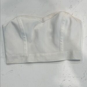 Bandage White Strapless Crop Top Sweetheart Neckline -Small